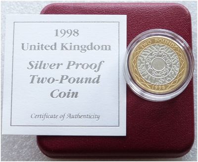 1998 Shoulders of Giants £2 Silver Proof Coin Box Coa 1998 Shoulders of Giants £2 Silver Proof Coin Box Coa