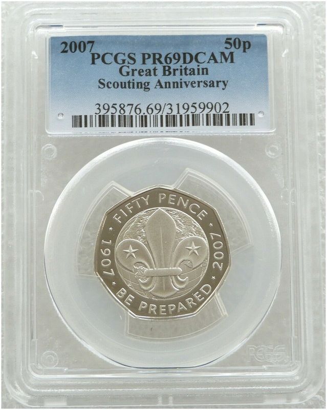 2007 Scout Movement Centenary 50p Silver Proof Coin PCGS PR69 DCAM 2007 Scout Movement Centenary 50p Silver Proof Coin PCGS PR69 DCAM