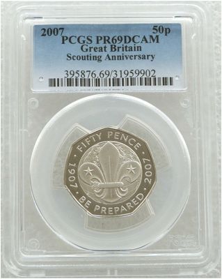 2007 Scout Movement Centenary 50p Silver Proof Coin PCGS PR69 DCAM 2007 Scout Movement Centenary 50p Silver Proof Coin PCGS PR69 DCAM