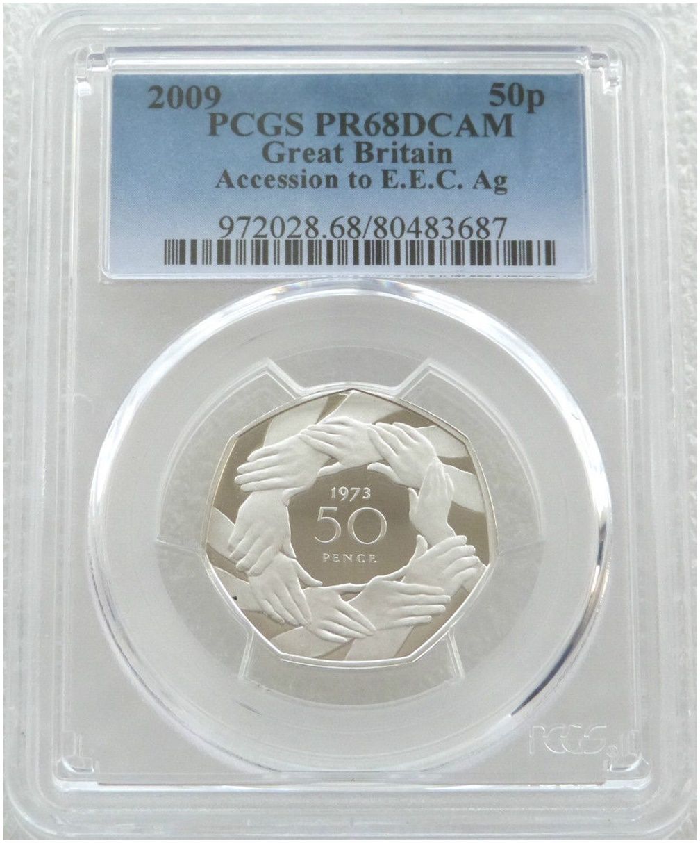 2009 Accession to the EEC Hands 50p Silver Proof Coin PCGS PR68 DCAM 2009 Accession to the EEC Hands 50p Silver Proof Coin PCGS PR68 DCAM