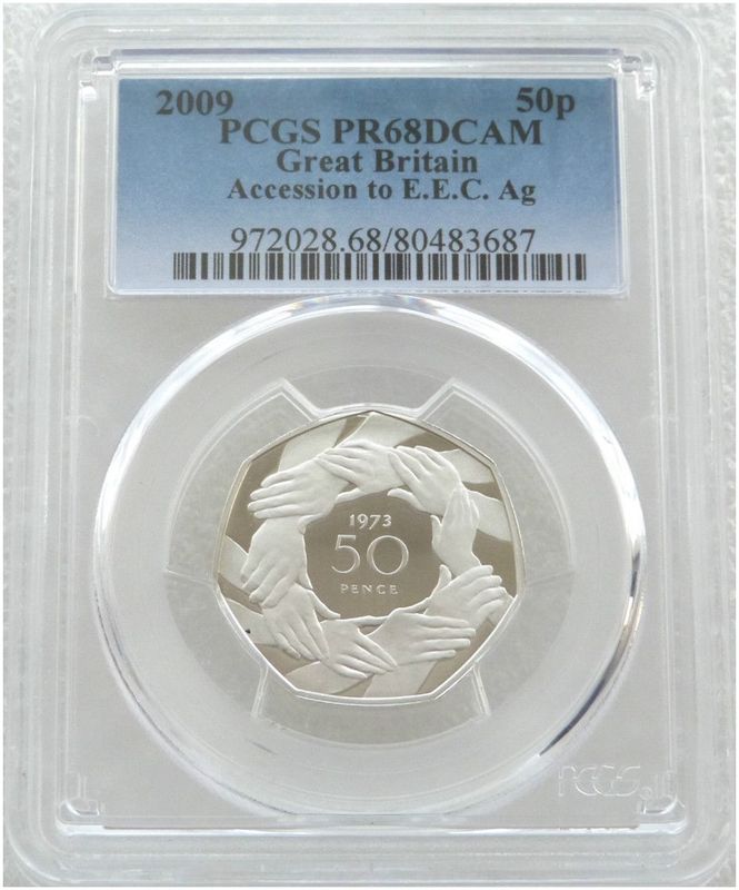 2009 Accession to the EEC Hands 50p Silver Proof Coin PCGS PR68 DCAM 2009 Accession to the EEC Hands 50p Silver Proof Coin PCGS PR68 DCAM