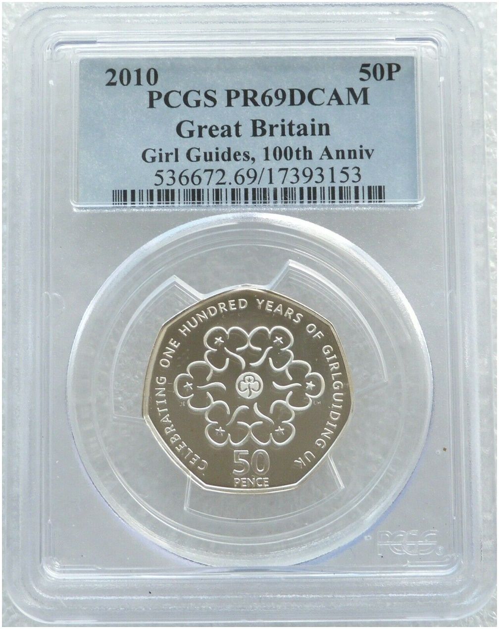 2010 Girlguiding 50p Silver Proof Coin PCGS PR69 DCAM 2010 Girlguiding 50p Silver Proof Coin PCGS PR69 DCAM