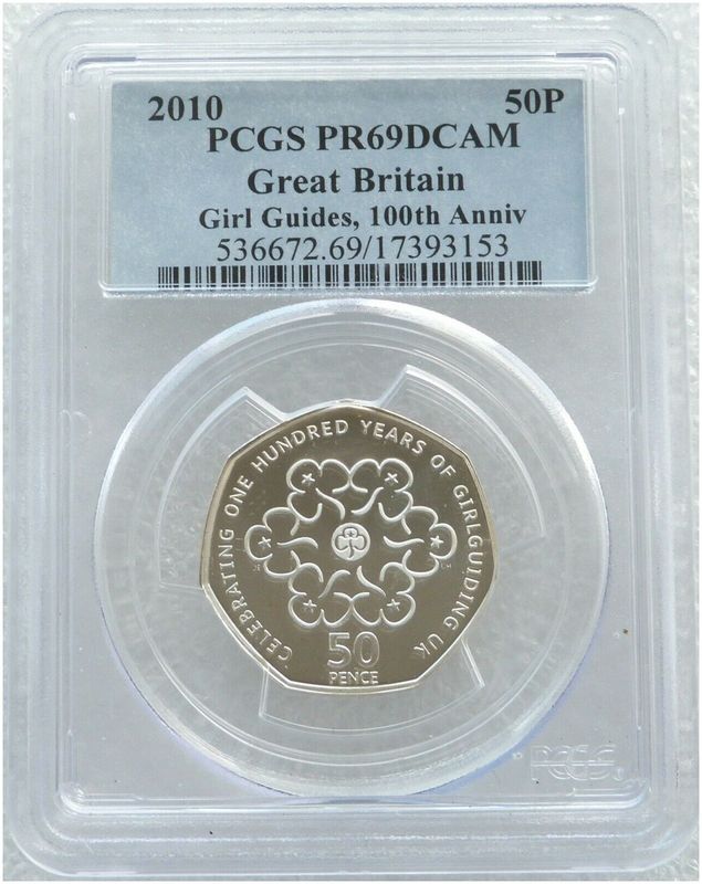 2010 Girlguiding 50p Silver Proof Coin PCGS PR69 DCAM 2010 Girlguiding 50p Silver Proof Coin PCGS PR69 DCAM