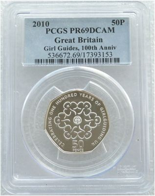 2010 Girlguiding 50p Silver Proof Coin PCGS PR69 DCAM 2010 Girlguiding 50p Silver Proof Coin PCGS PR69 DCAM