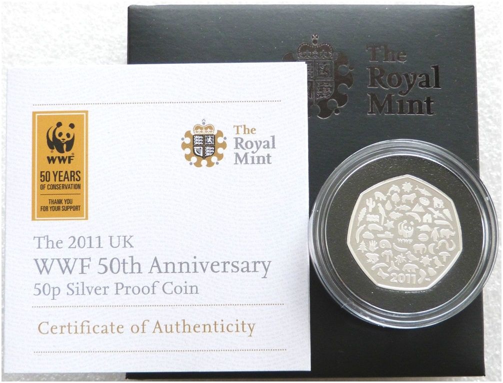 2011 World Wildlife Fund WWF 50p Silver Proof Coin Box Coa