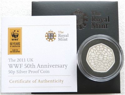 2011 World Wildlife Fund WWF 50p Silver Proof Coin Box Coa 2011 World Wildlife Fund WWF 50p Silver Proof Coin Box Coa