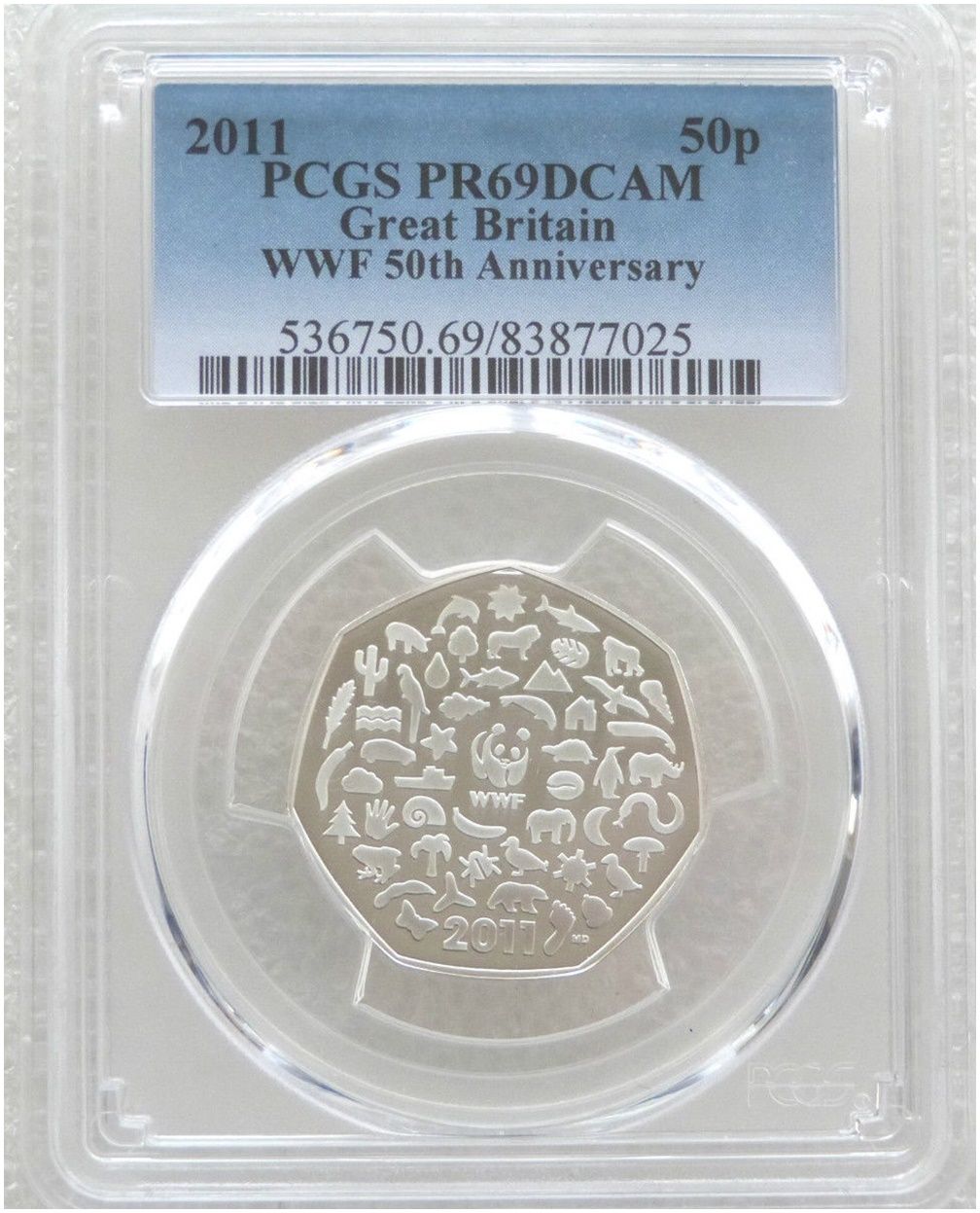 2011 World Wildlife Fund WWF 50p Silver Proof Coin PCGS PR69 DCAM 2011 World Wildlife Fund WWF 50p Silver Proof Coin PCGS PR69 DCAM