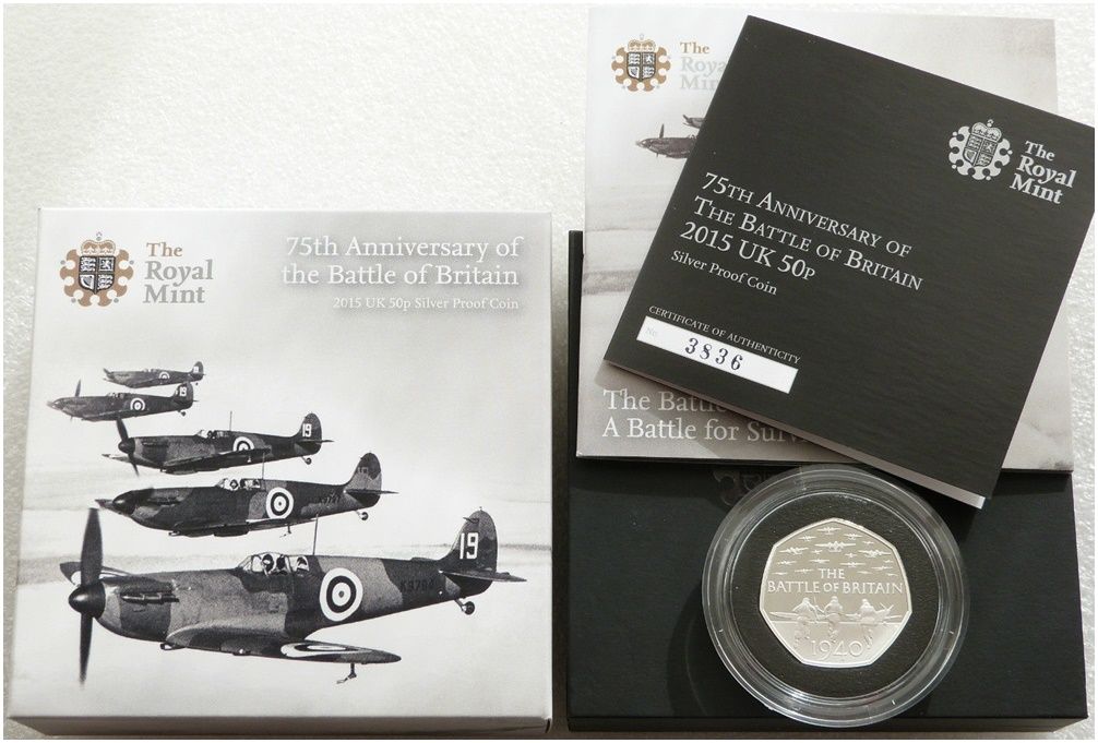 2015 Battle of Britain 50p Silver Proof Coin Box Coa