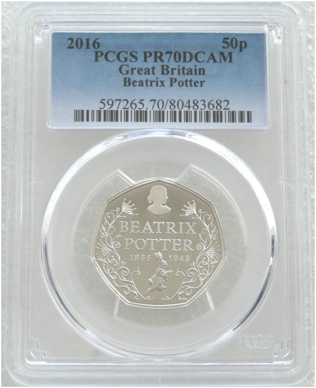 2016 Beatrix Potter 50p Silver Proof Coin PCGS PR70 DCAM 2016 Beatrix Potter 50p Silver Proof Coin PCGS PR70 DCAM