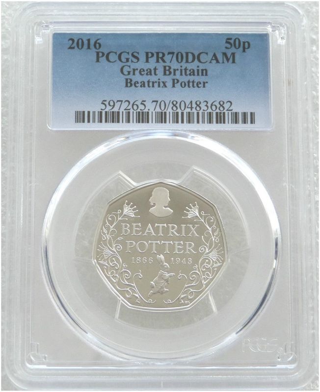 2016 Beatrix Potter 50p Silver Proof Coin PCGS PR70 DCAM 2016 Beatrix Potter 50p Silver Proof Coin PCGS PR70 DCAM