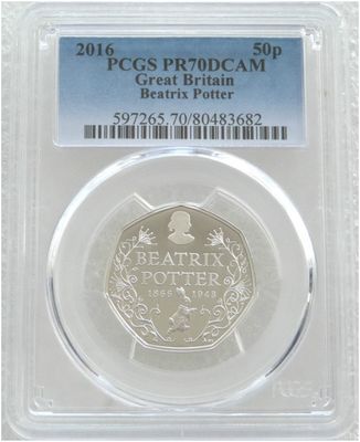 2016 Beatrix Potter 50p Silver Proof Coin PCGS PR70 DCAM 2016 Beatrix Potter 50p Silver Proof Coin PCGS PR70 DCAM
