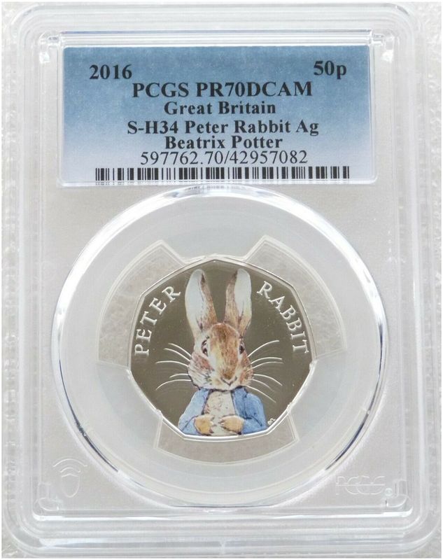 2016 Peter Rabbit 50p Silver Proof Coin PCGS PR70 DCAM