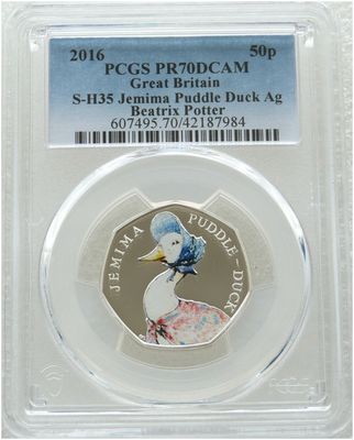 2016 Jemima Puddle-Duck 50p Silver Proof Coin PCGS PR70 DCAM
