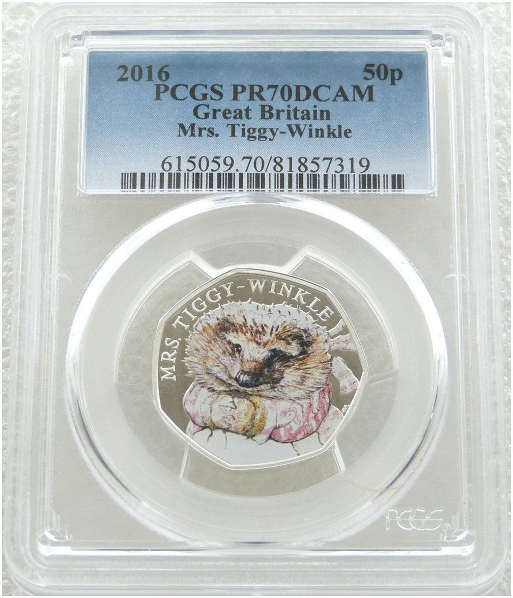 2016 Mrs Tiggy-Winkle 50p Silver Proof Coin PCGS PR70 DCAM