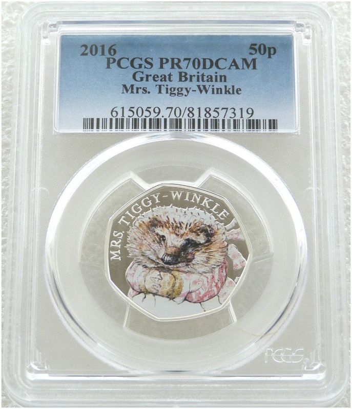 2016 Mrs Tiggy-Winkle 50p Silver Proof Coin PCGS PR70 DCAM