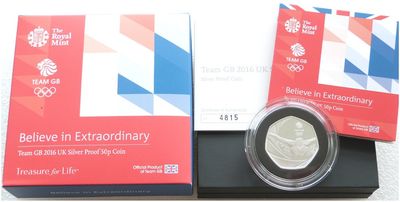 2016 Rio Olympic Games Team GB 50p Silver Proof Coin Box Coa - Mint Error Cert