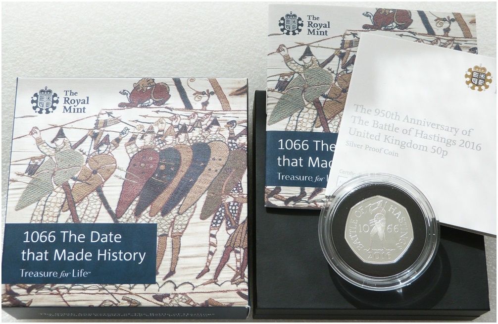 2016 Battle of Hastings 50p Silver Proof Coin Box Coa