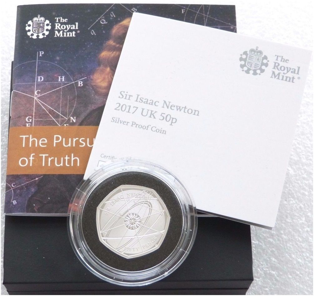 2017 Sir Isaac Newton 50p Silver Proof Coin Box Coa 2017 Sir Isaac Newton 50p Silver Proof Coin Box Coa