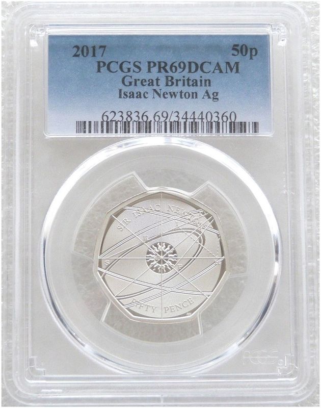 2017 Sir Isaac Newton 50p Silver Proof Coin PCGS PR69 DCAM