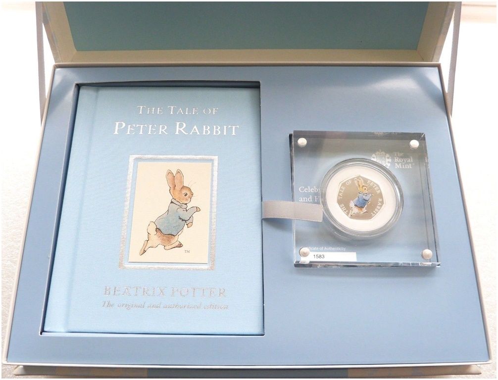 2017 Peter Rabbit Deluxe 50p Silver Proof Coin Box Coa