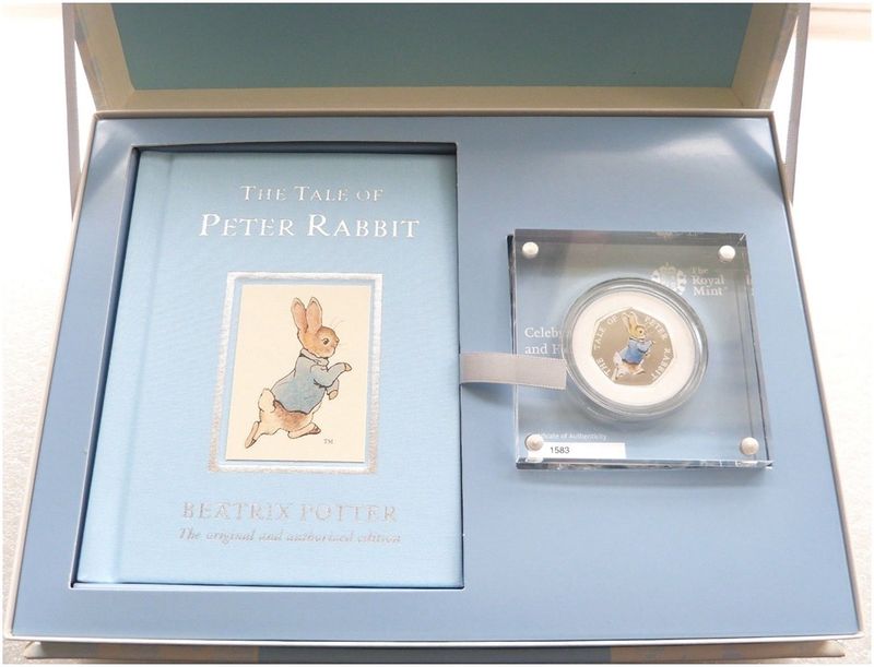 2017 Peter Rabbit Deluxe 50p Silver Proof Coin Box Coa