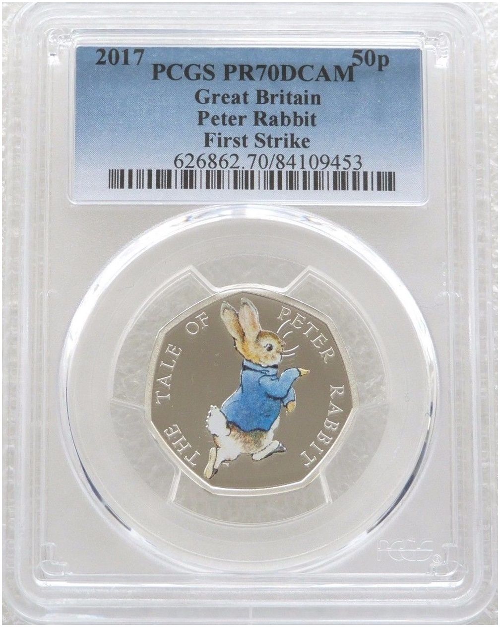 2017 Peter Rabbit 50p Silver Proof Coin PCGS PR70 DCAM First Strike
