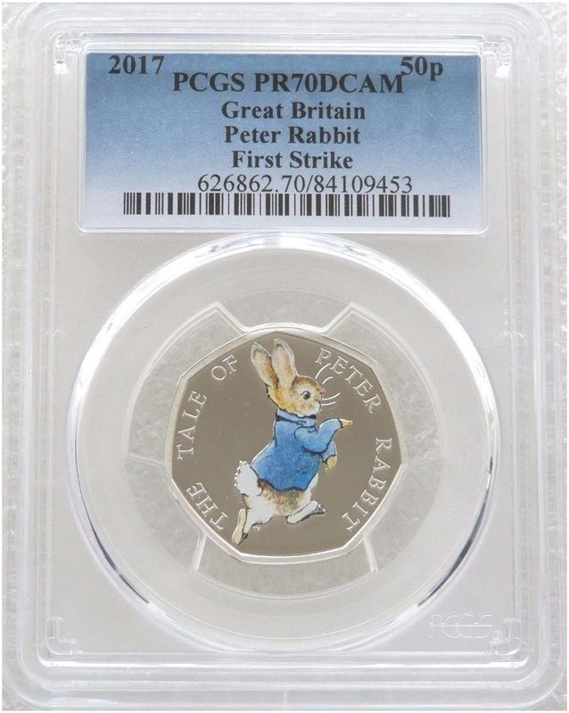 2017 Peter Rabbit 50p Silver Proof Coin PCGS PR70 DCAM First Strike