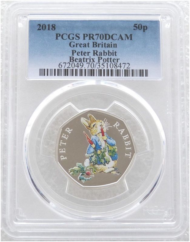 2018 Peter Rabbit 50p Silver Proof Coin PCGS PR70 DCAM