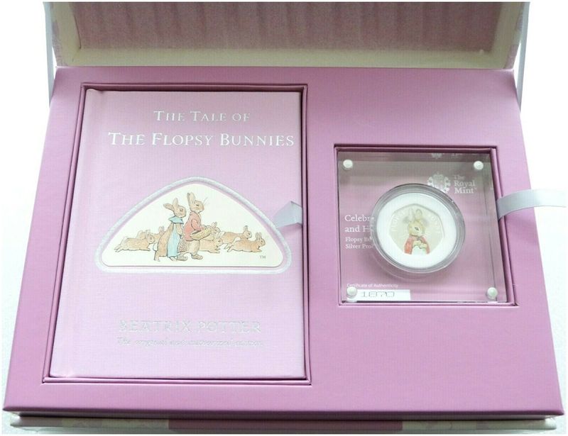 2018 Flopsy Bunny Deluxe 50p Silver Proof Coin Box Coa