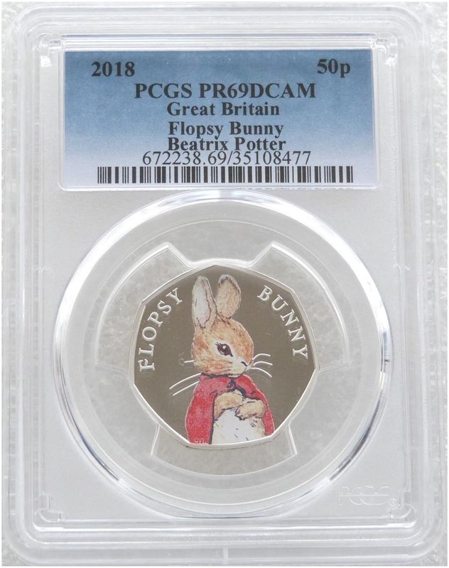 2018 Flopsy Bunny 50p Silver Proof Coin PCGS PR69 DCAM