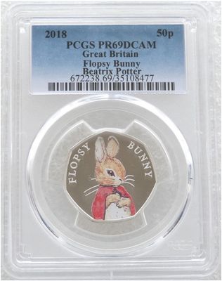 2018 Flopsy Bunny 50p Silver Proof Coin PCGS PR69 DCAM