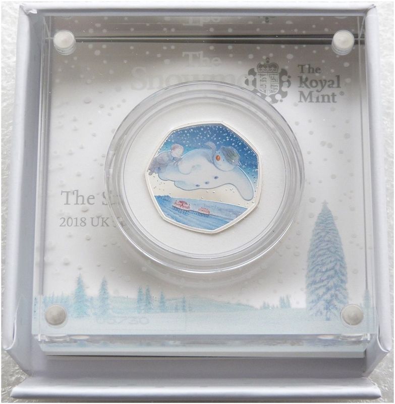 2018 The Snowman 40th Anniversary Mint Error 50p Silver Proof Coin Box Coa