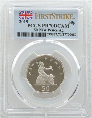 2019 Britannia New Pence 50p Silver Proof Coin PCGS PR70 DCAM First Strike 2019 Britannia New Pence 50p Silver Proof Coin PCGS PR70 DCAM First Strike