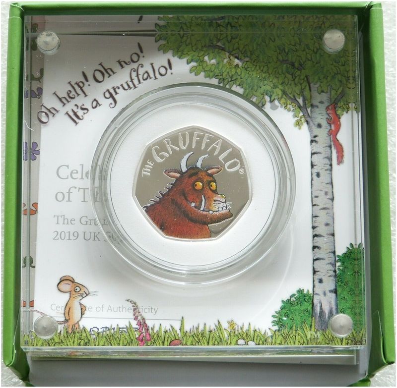 2019 The Gruffalo 20th Anniversary 50p Silver Proof Coin Box Coa