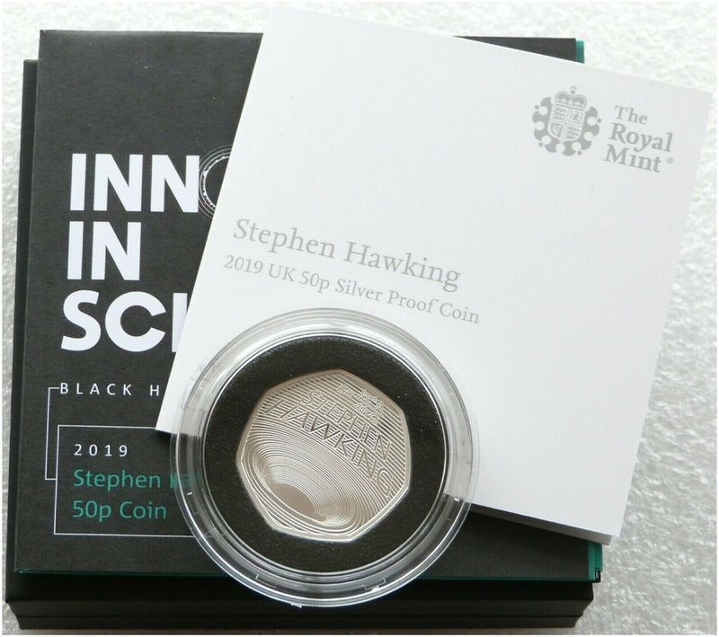 2019 Stephen Hawking 50p Silver Proof Coin Box Coa