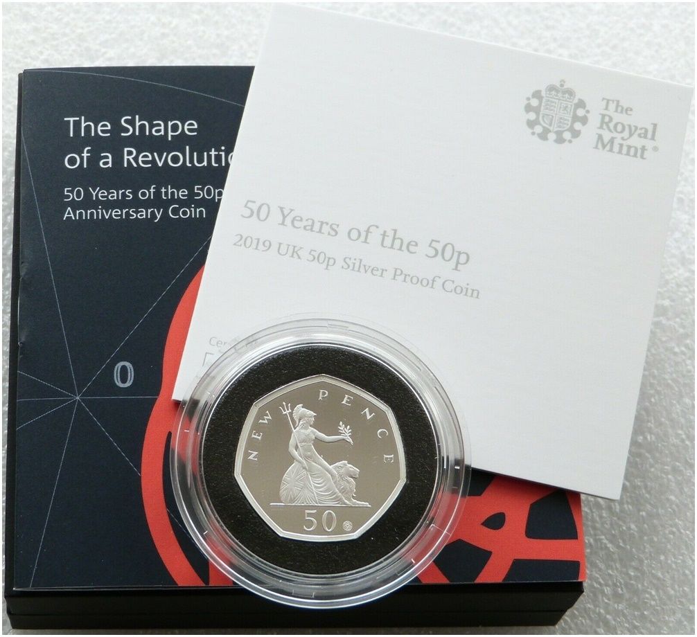 2019 Britannia New Pence Privy 50p Silver Proof Coin Box Coa