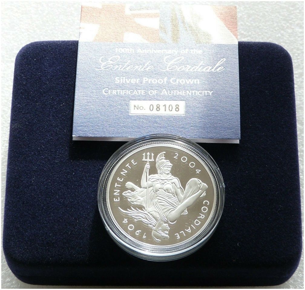 2004 Entente Cordiale £5 Silver Proof Coin Box Coa 2004 Entente Cordiale £5 Silver Proof Coin Box Coa