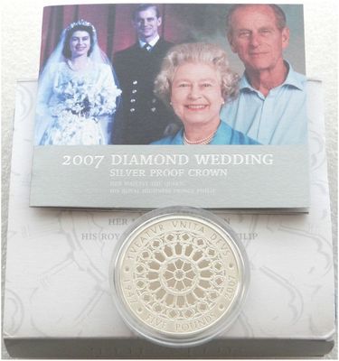 2007 Diamond Wedding £5 Silver Proof Coin Box Coa 2007 Diamond Wedding £5 Silver Proof Coin Box Coa