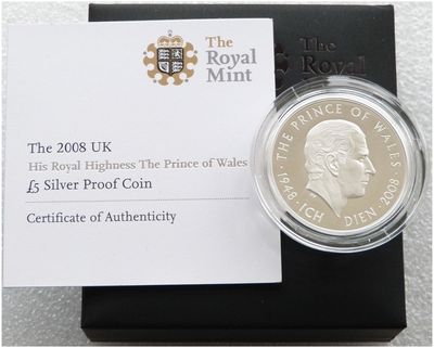 2008 Prince Charles of Wales £5 Silver Proof Coin Box Coa 2008 Prince Charles of Wales £5 Silver Proof Coin Box Coa