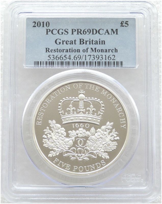 2010 Restoration of the Monarchy £5 Silver Proof Coin PCGS PR69 DCAM 2010 Restoration of the Monarchy £5 Silver Proof Coin PCGS PR69 DCAM