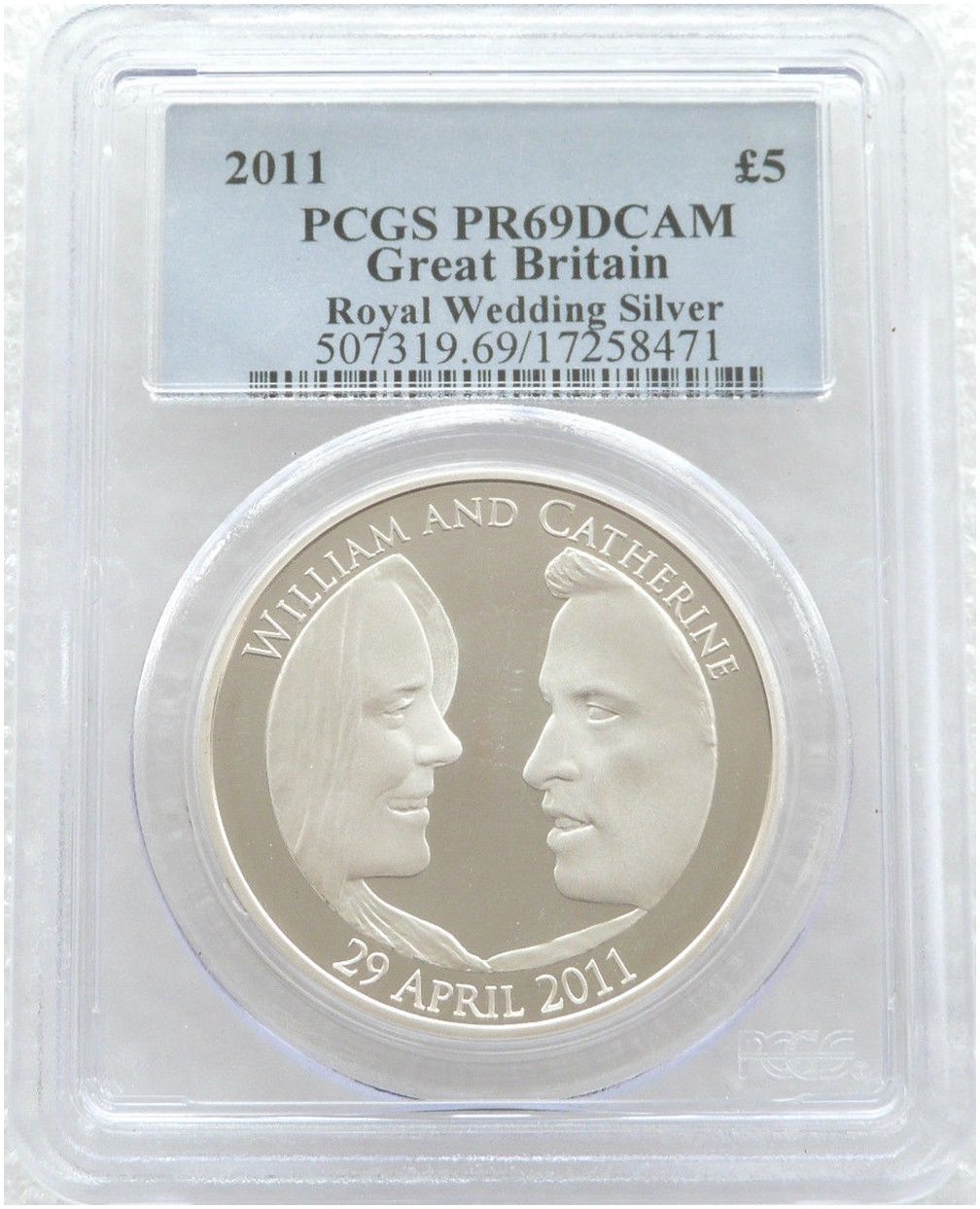 2011 Royal Wedding William and Kate £5 Silver Proof Coin PCGS PR69 DCAM 2011 Royal Wedding William and Kate £5 Silver Proof Coin PCGS PR69 DCAM