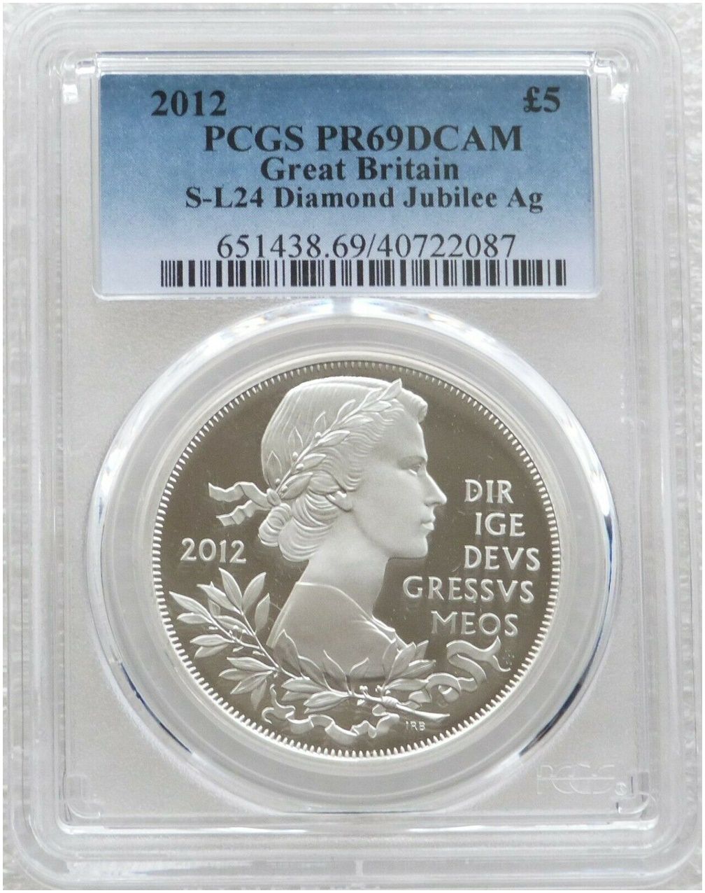 2012 Diamond Jubilee £5 Silver Proof Coin PCGS PR69 DCAM