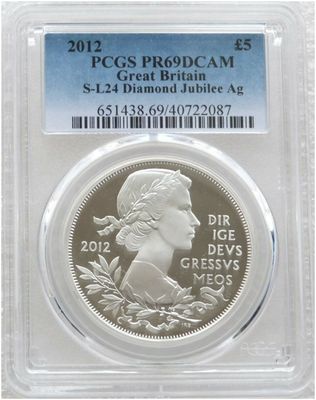 2012 Diamond Jubilee £5 Silver Proof Coin PCGS PR69 DCAM 2012 Diamond Jubilee £5 Silver Proof Coin PCGS PR69 DCAM