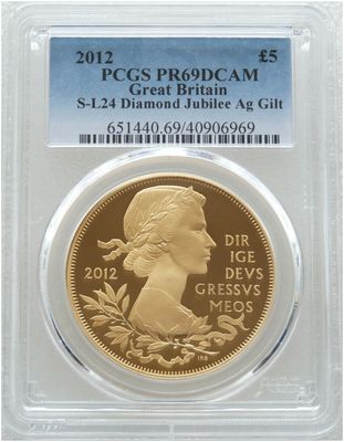 2012 Diamond Jubilee £5 Silver Gold Proof Coin PCGS PR69 DCAM 2012 Diamond Jubilee £5 Silver Gold Proof Coin PCGS PR69 DCAM