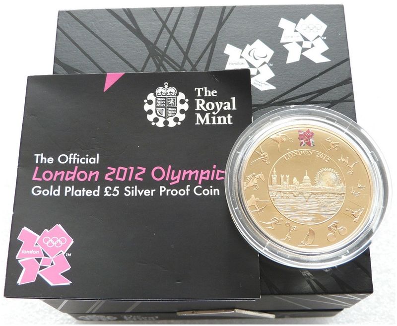 2012 London Olympic Games £5 Silver Gold Proof Coin Box Coa 2012 London Olympic Games £5 Silver Gold Proof Coin Box Coa