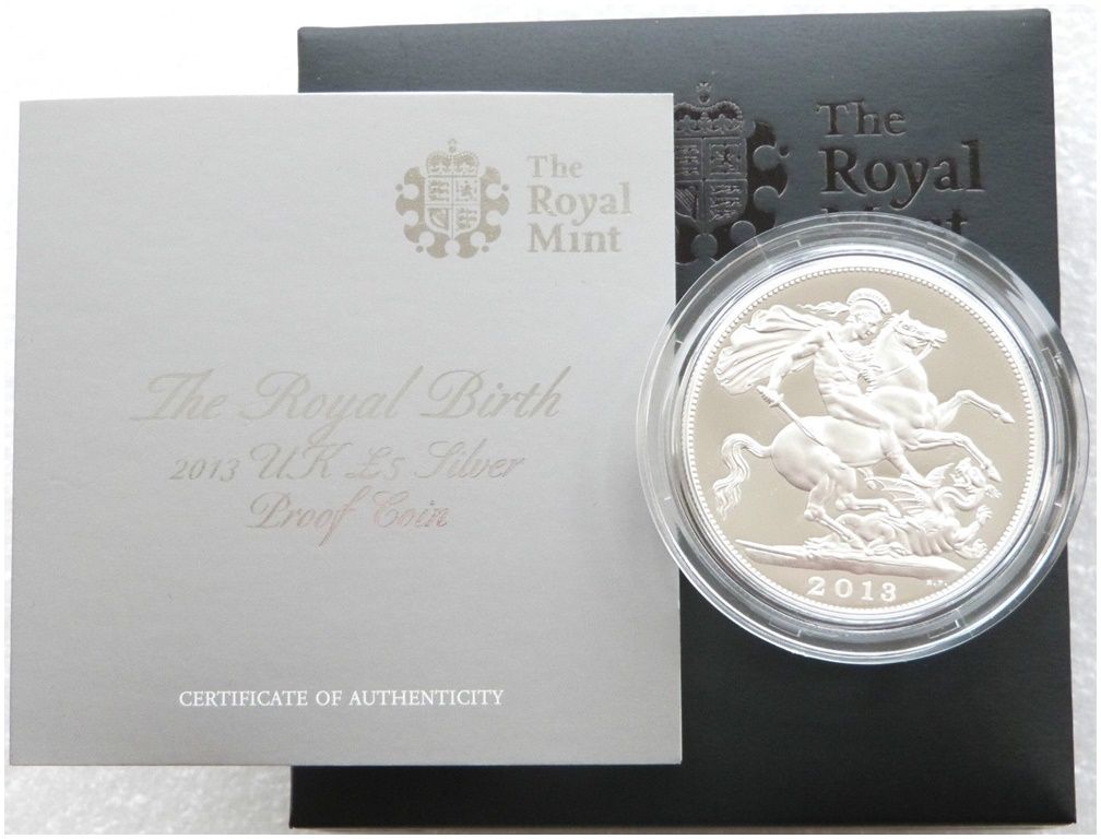 2013 Prince George Royal Birth St George and the Dragon £5 Silver Proof Coin Box Coa 2013 Prince George Royal Birth St George and the Dragon £5 Silver Proof Coin Box Coa