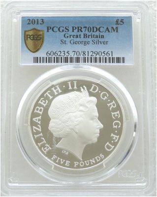 2013 Prince George Royal Birth St George and the Dragon £5 Silver Proof Coin PCGS PR70 DCAM 2013 Prince George Royal Birth St George and the Dragon £5 Silver Proof Coin PCGS PR70 DCAM