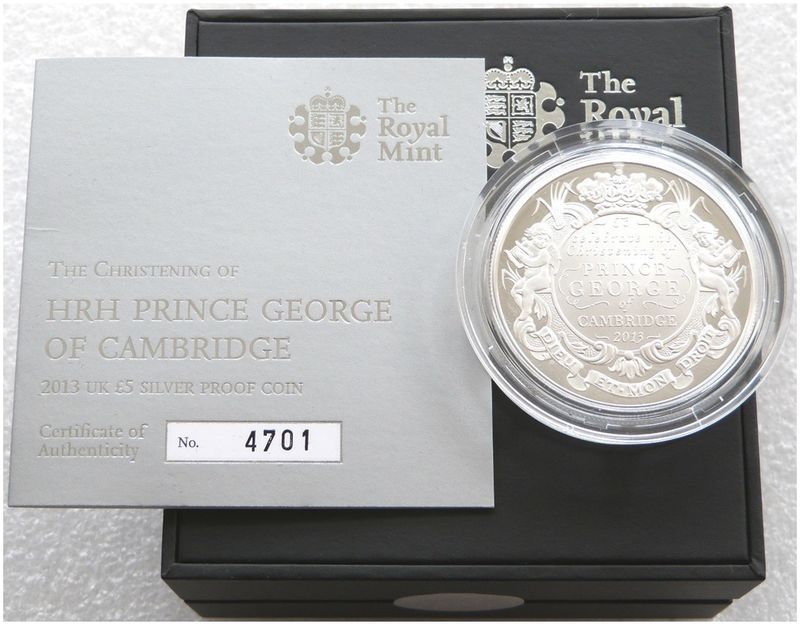 2013 Prince George Royal Christening £5 Silver Proof Coin Box Coa 2013 Prince George Royal Christening £5 Silver Proof Coin Box Coa