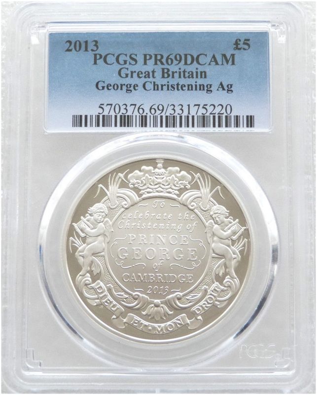 2013 Prince George Royal Christening £5 Silver Proof Coin PCGS PR69 DCAM 2013 Prince George Royal Christening £5 Silver Proof Coin PCGS PR69 DCAM