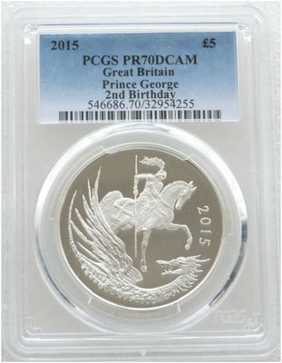 2015 Prince George Second Birthday £5 Silver Proof Coin PCGS PR70 DCAM